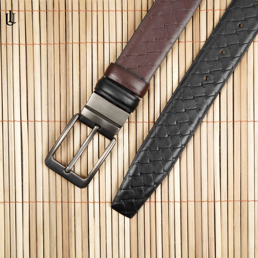 Axel Cross Line Pattern Belt - Dual Tone Moving Brockless