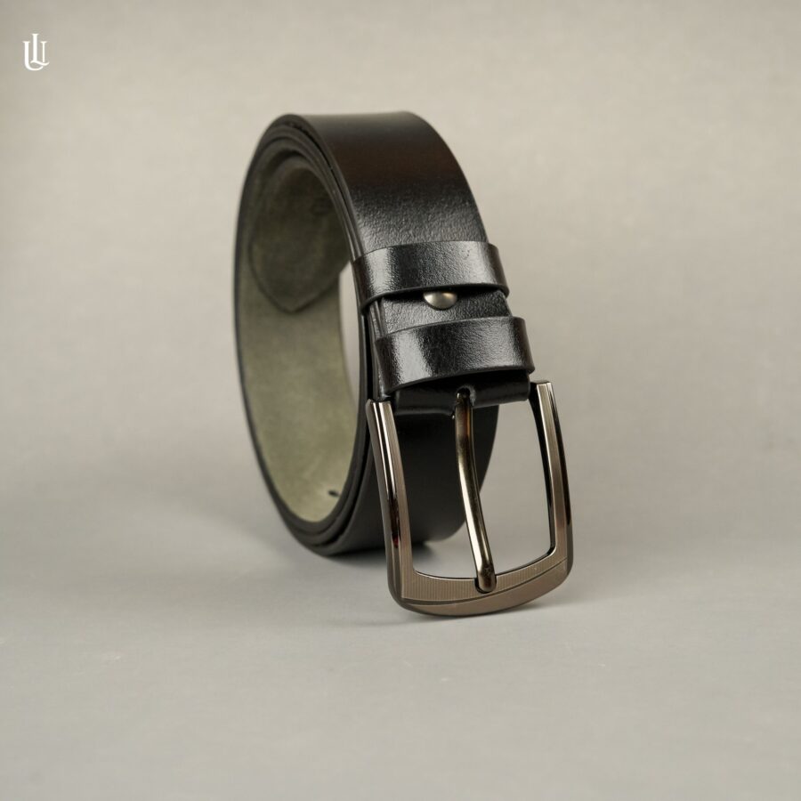 Oversize Single Part Leather belt Black