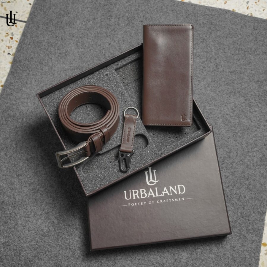 Combo 101 - চকোলেট | Long Wallet+Belt+Keyring
