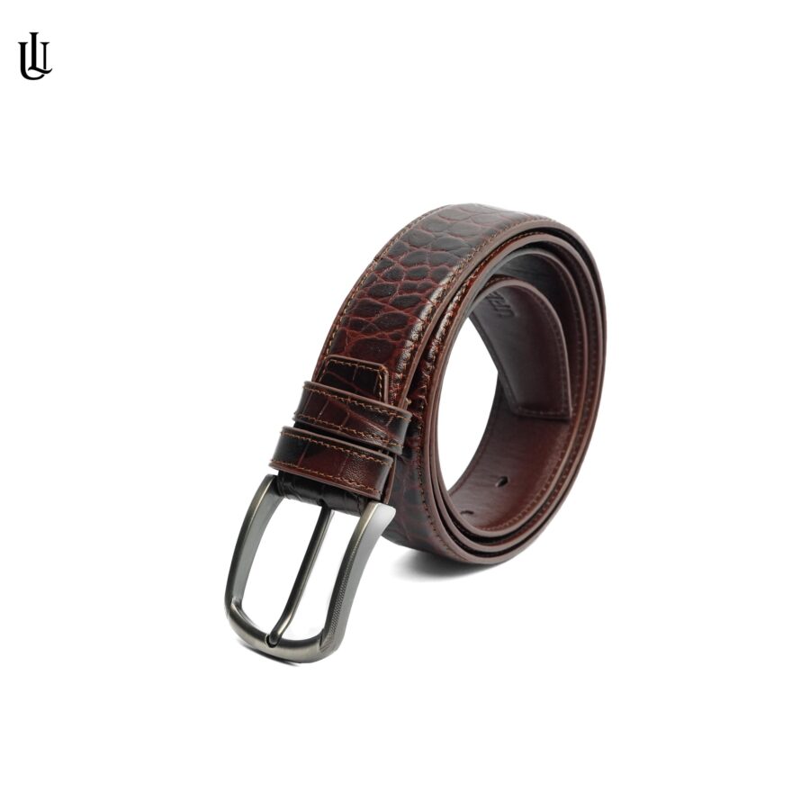 Marc Casual Leather Belt Croco Chocolate