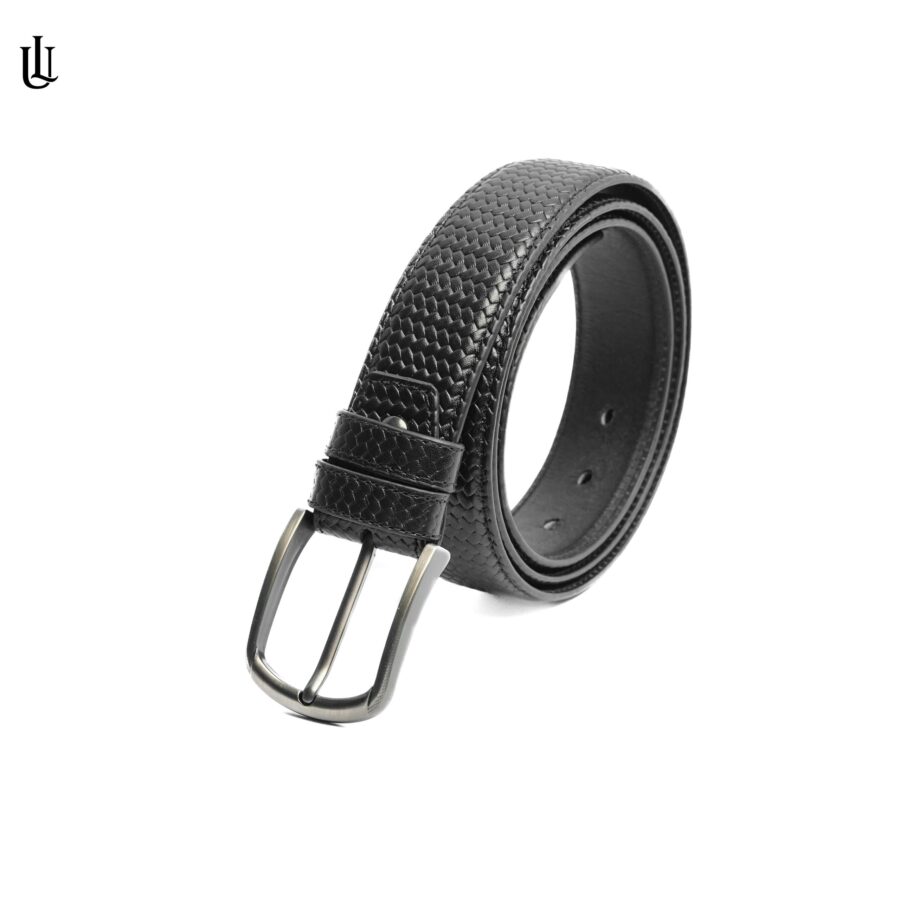 Marc Formal Leather Belt Pati Black Round