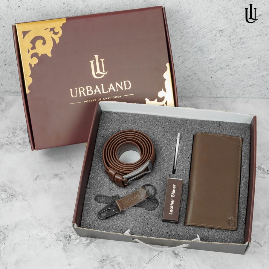 Combo 107 - চকোলেট | Long Wallet+Belt+Keyring